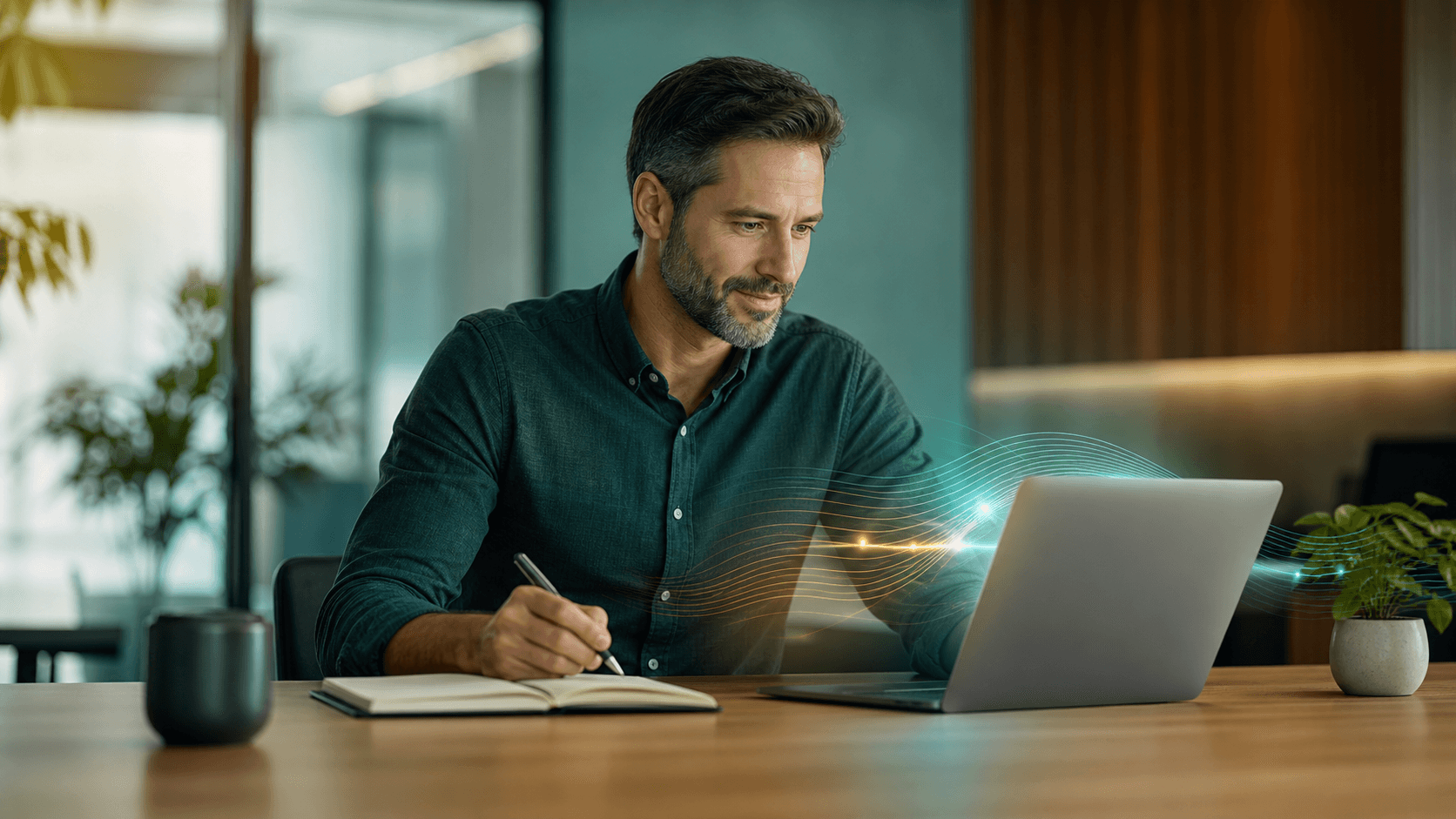 Business leader using an AI assistant to improve everyday work